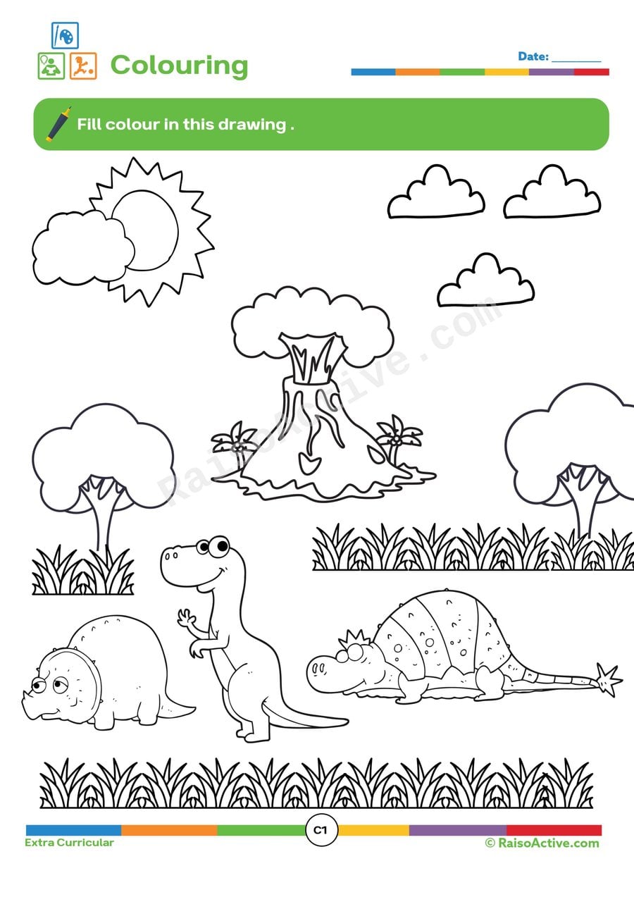 Dinosaur Coloring Worksheet for Kids