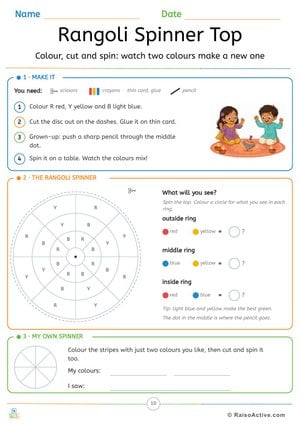 Rangoli Spinner Top: Colour Mixing Craft for Diwali