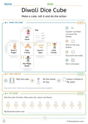 Diwali Dice Cube: Make a Cube and Do the Action