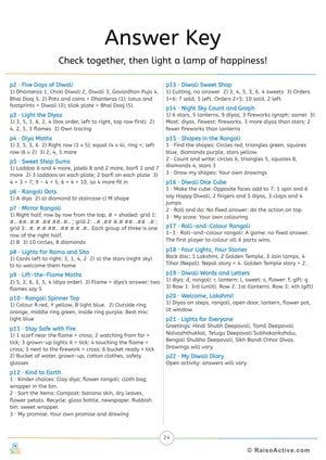 Diwali Fun Time Answer Key for Grown-ups