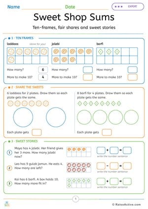 Diwali Sweet Shop Sums: Ten-Frames, Sharing and Number Stories