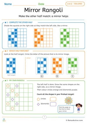 Mirror Rangoli: Symmetry Worksheet for Little Learners