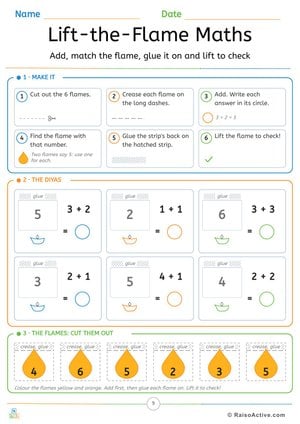 Lift-the-Flame Diwali Maths: Cut, Glue and Check the Sum