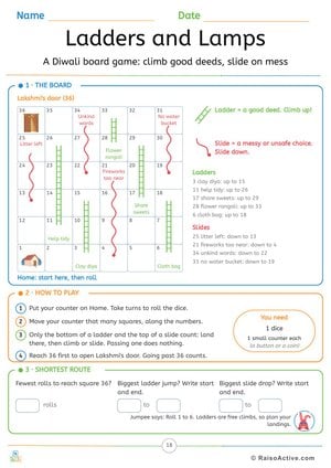 Ladders and Lamps: Diwali Board Game for Kids