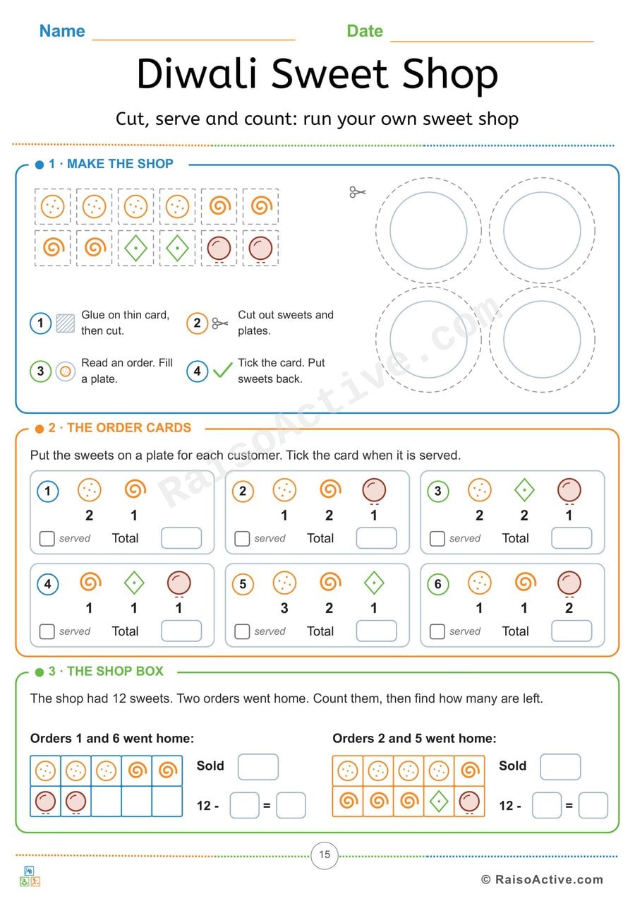 Diwali Sweet Shop Game: Cut, Serve and Count Orders