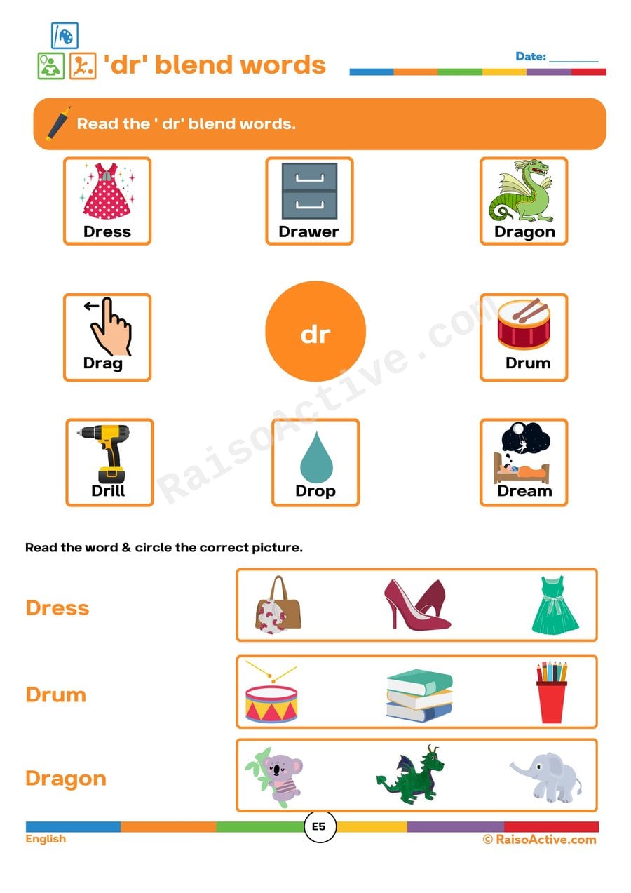 Dr Blend Words Worksheet: Read and Match!