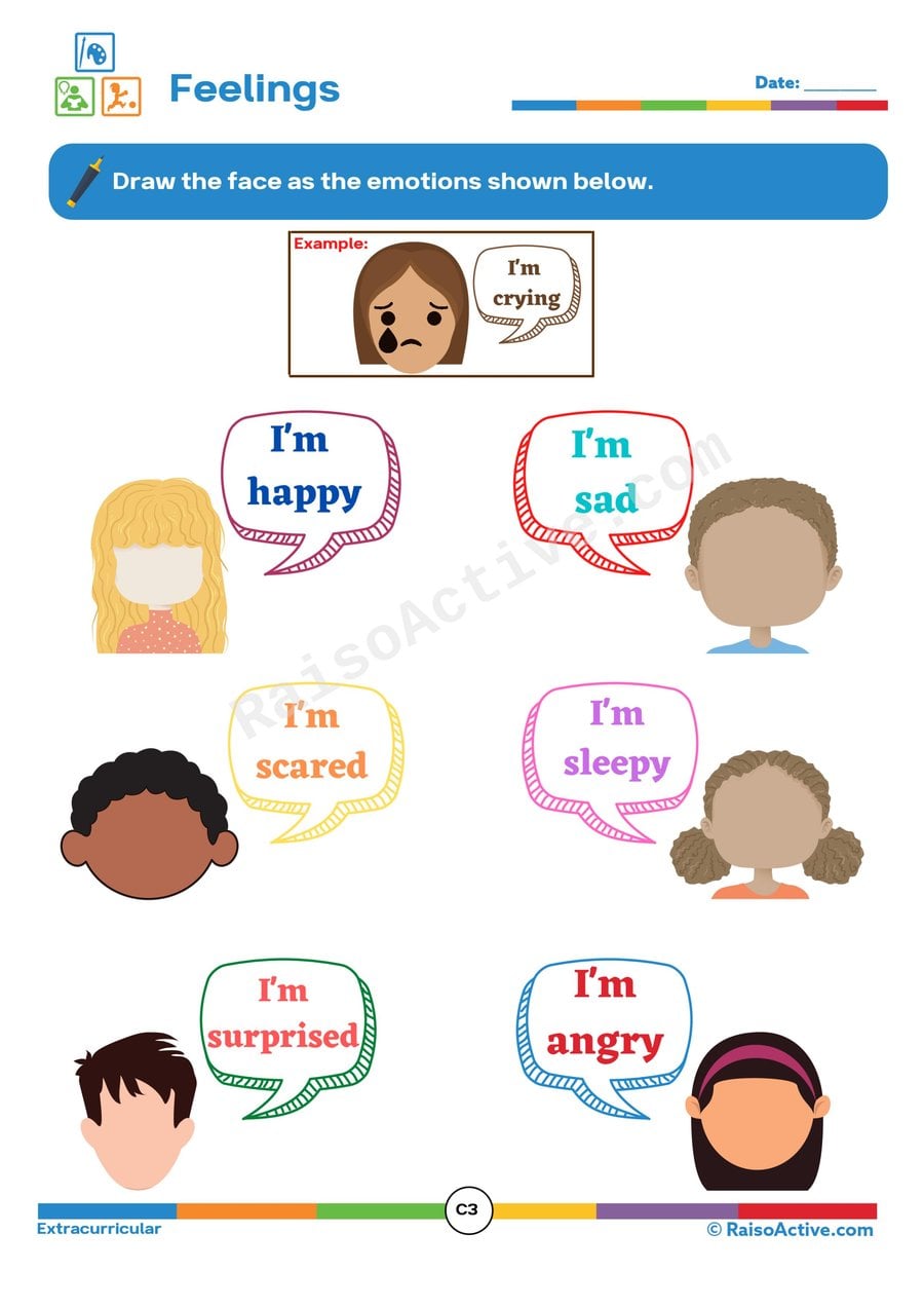 Feelings Worksheet: Draw the Faces!