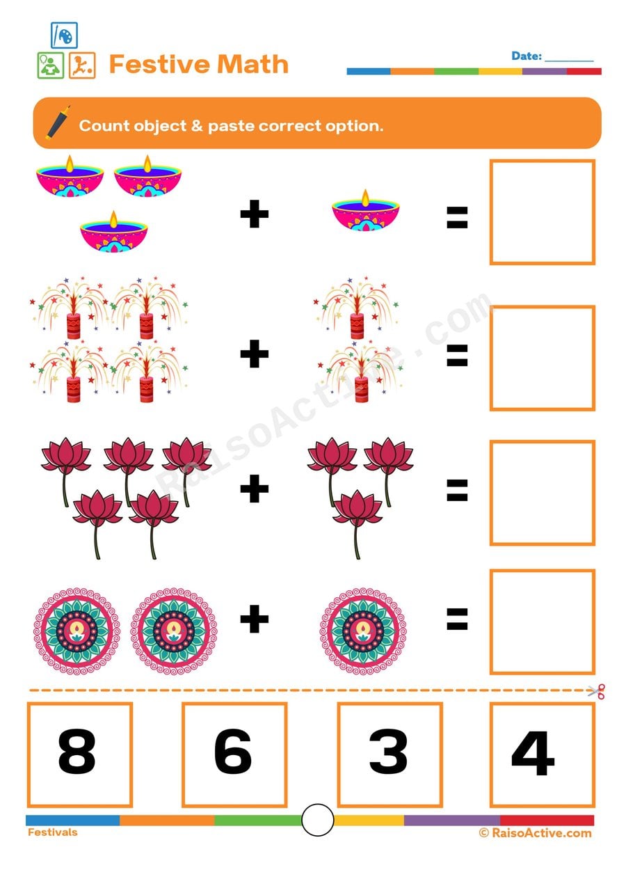 Festive Math: Count and Add Objects Worksheet