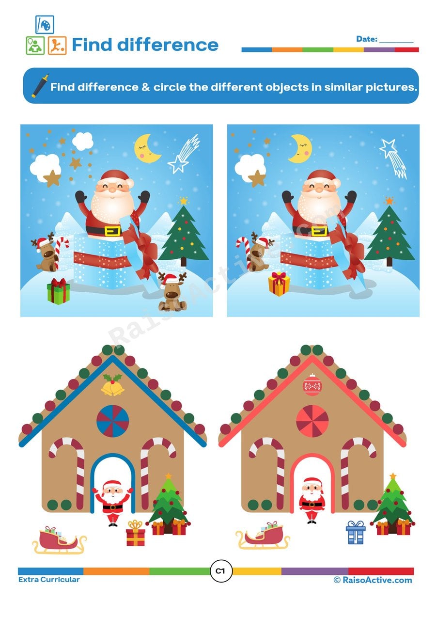 Find the Differences: Christmas Worksheet