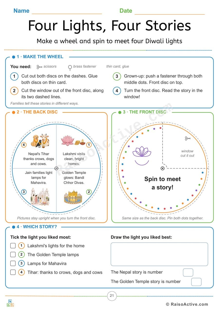Four Lights, Four Stories: Diwali Story Wheel Craft