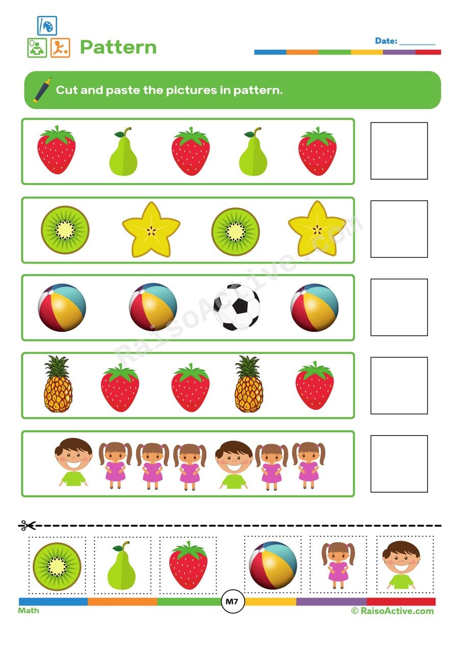 Fruit and Friends Pattern Worksheet