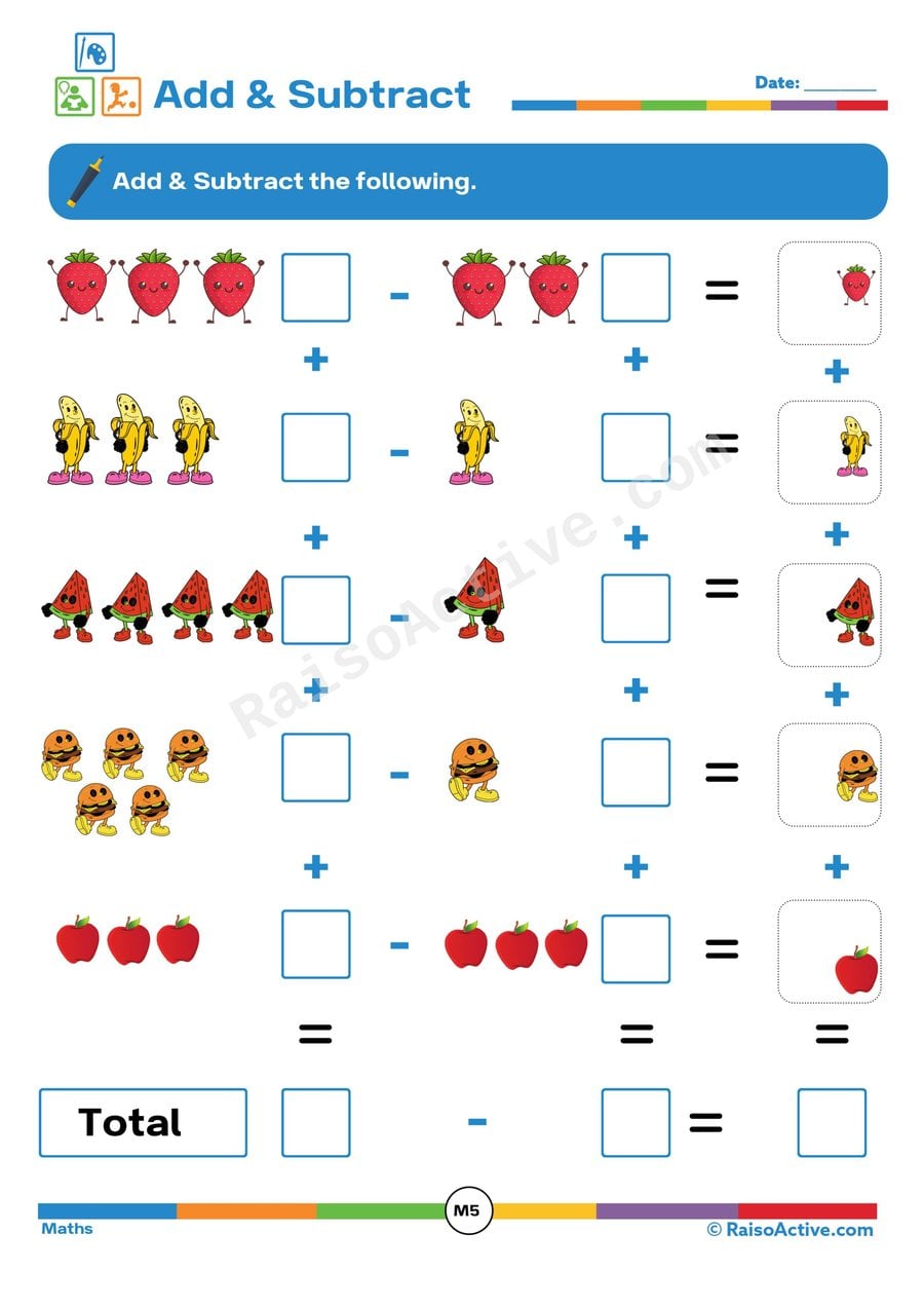 Fun Add & Subtract Worksheet for Preschoolers!