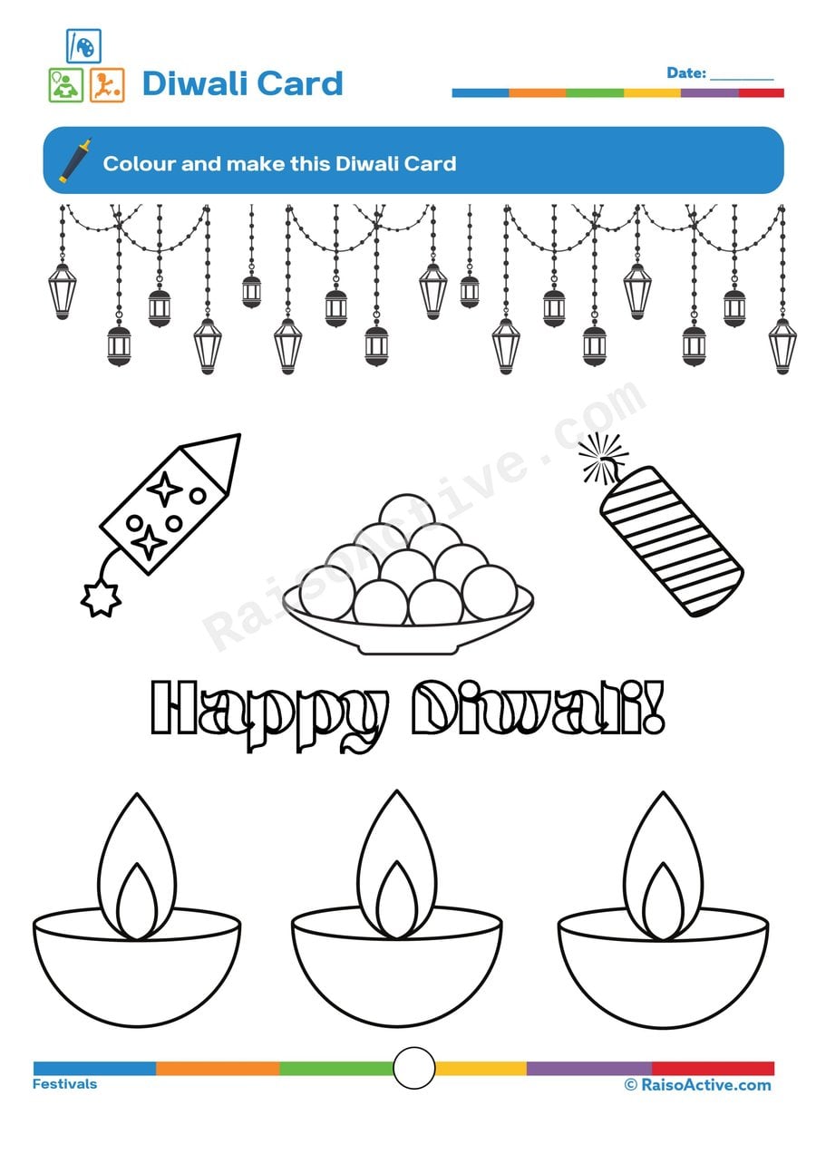 Happy Diwali Coloring Worksheet for Kids