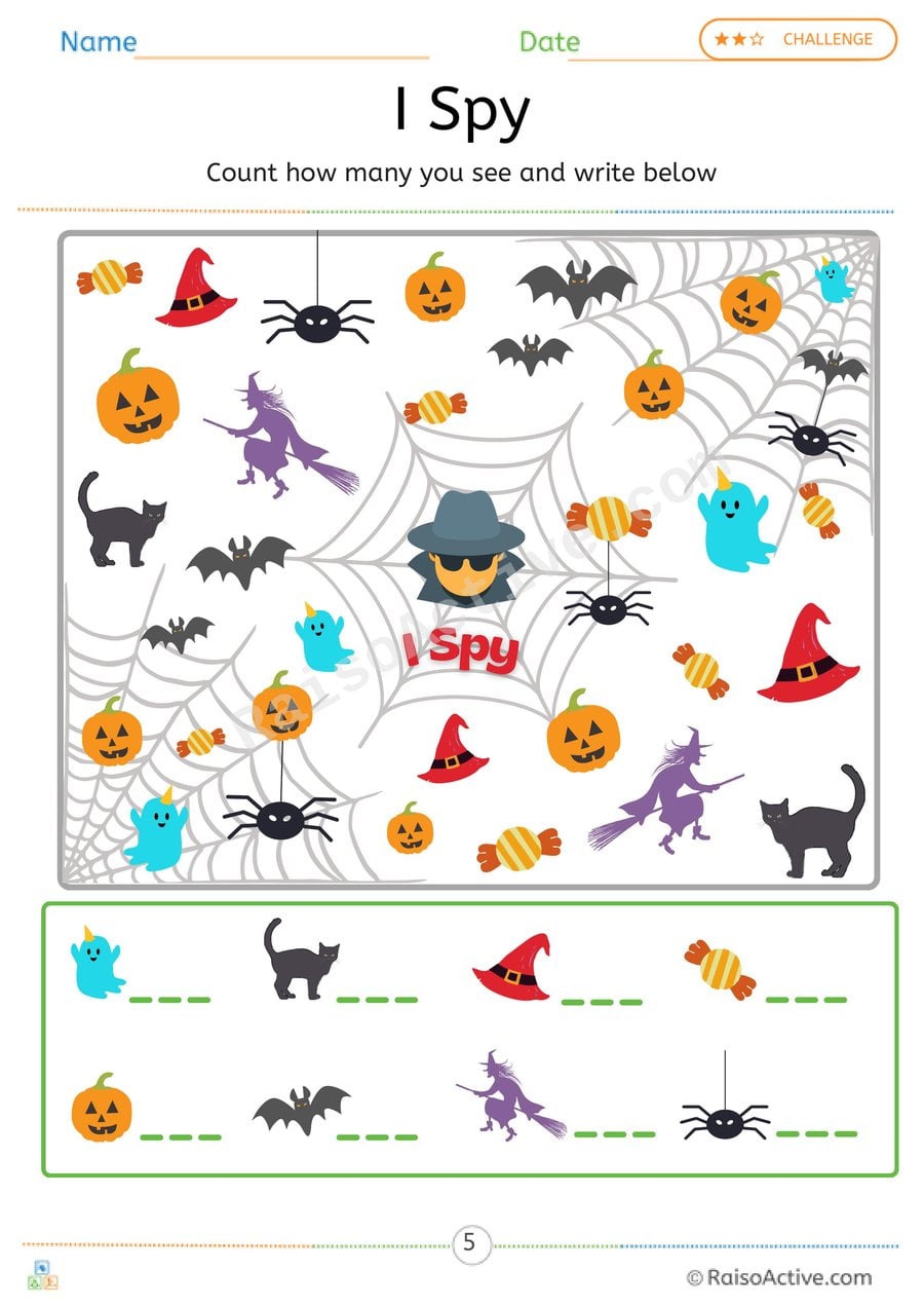 I Spy Halloween Worksheet: Count and Write!
