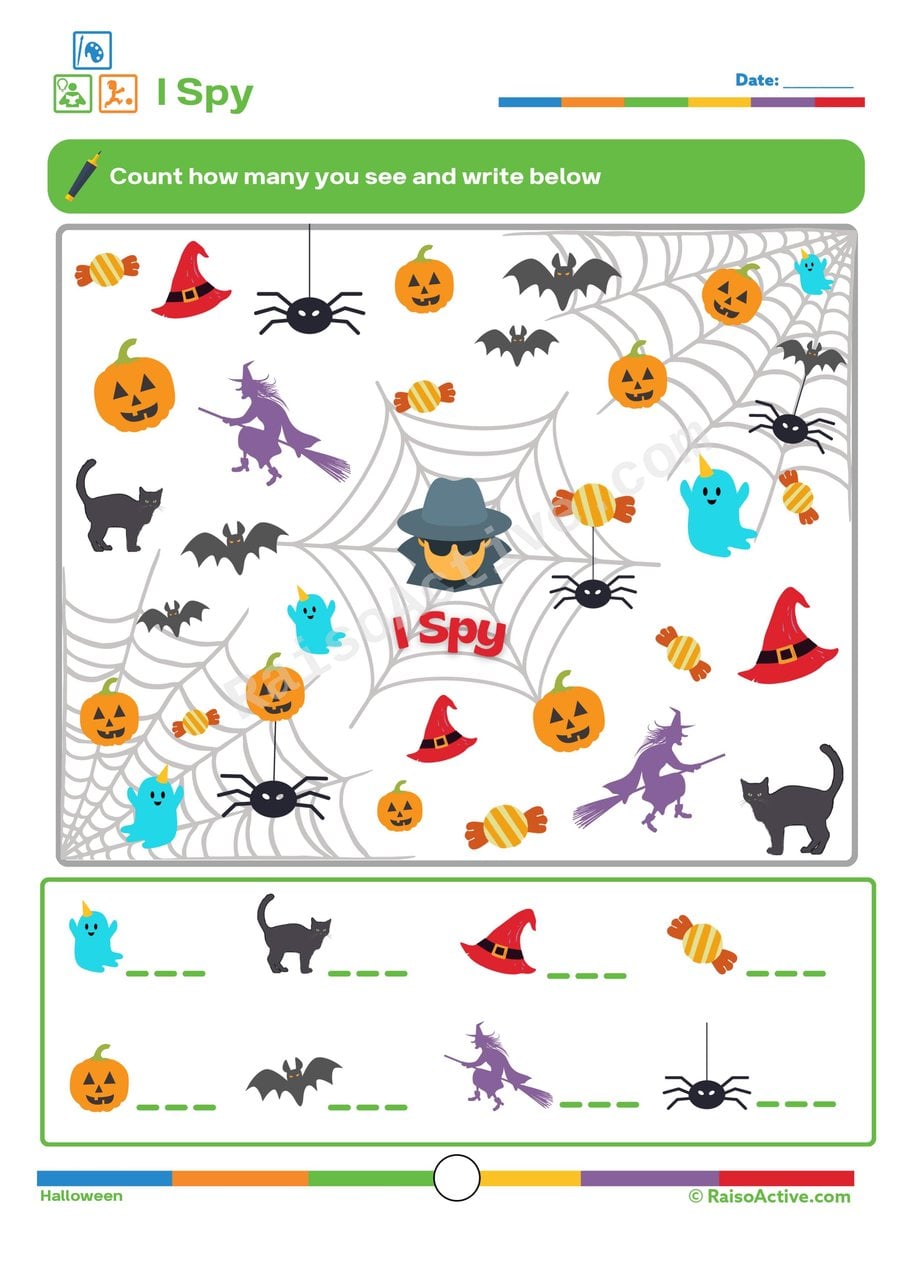 I Spy Halloween Worksheet: Count and Write!