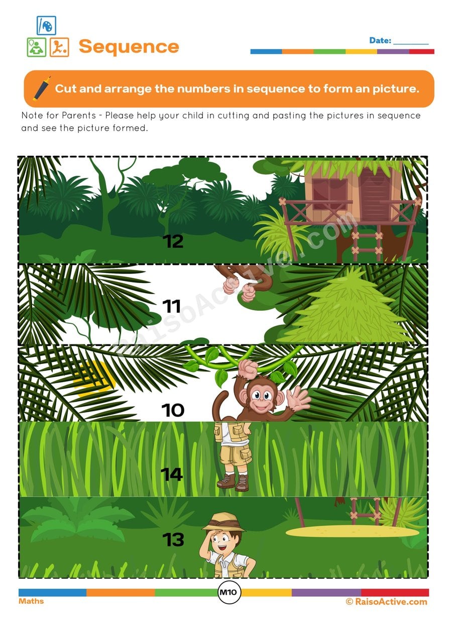 Jungle Adventure Sequence Worksheet for Kids