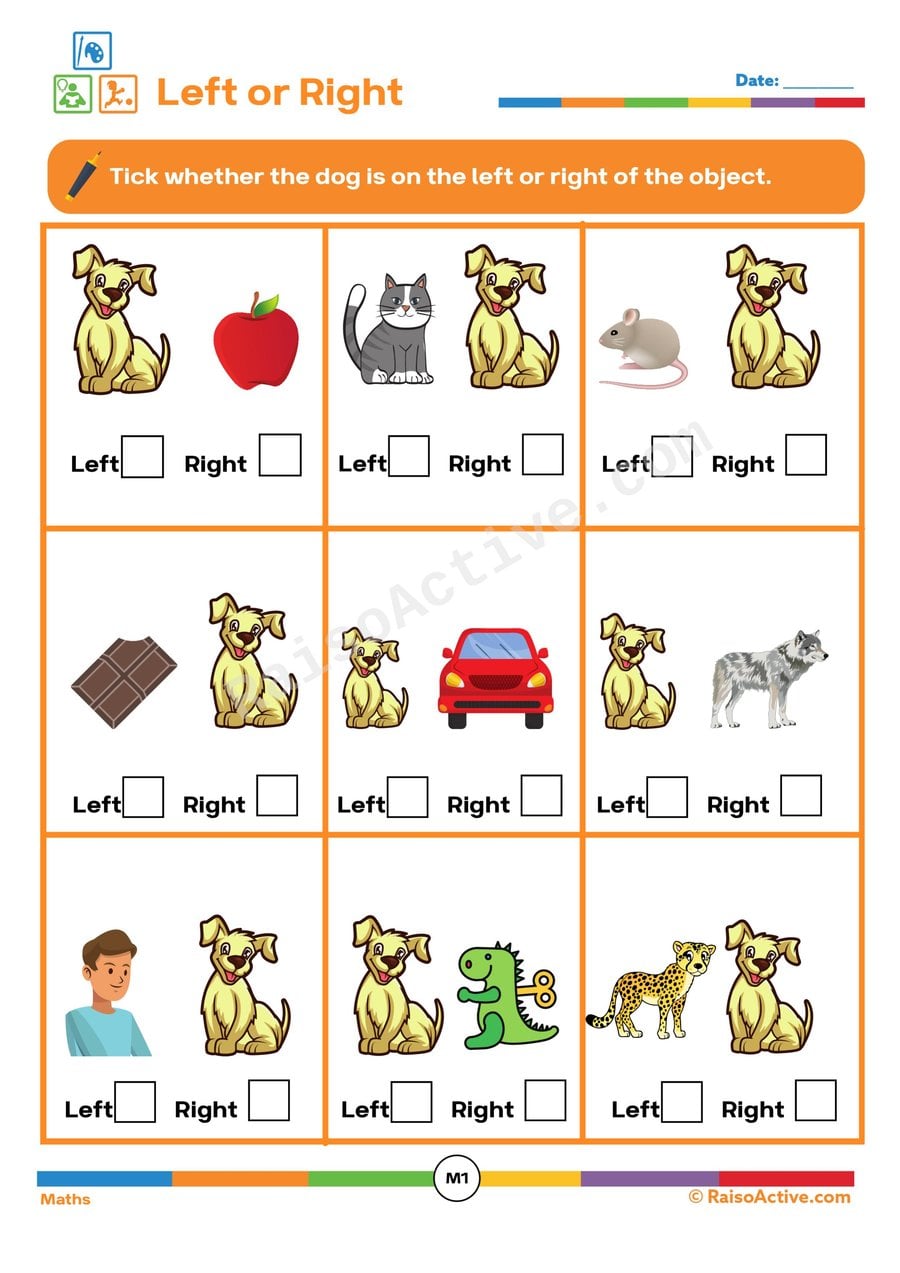 Left or Right Worksheet: Where is the Dog?