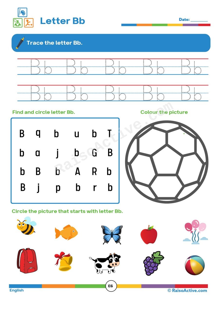 Letter Bb Worksheet: Trace, Find, and Color!