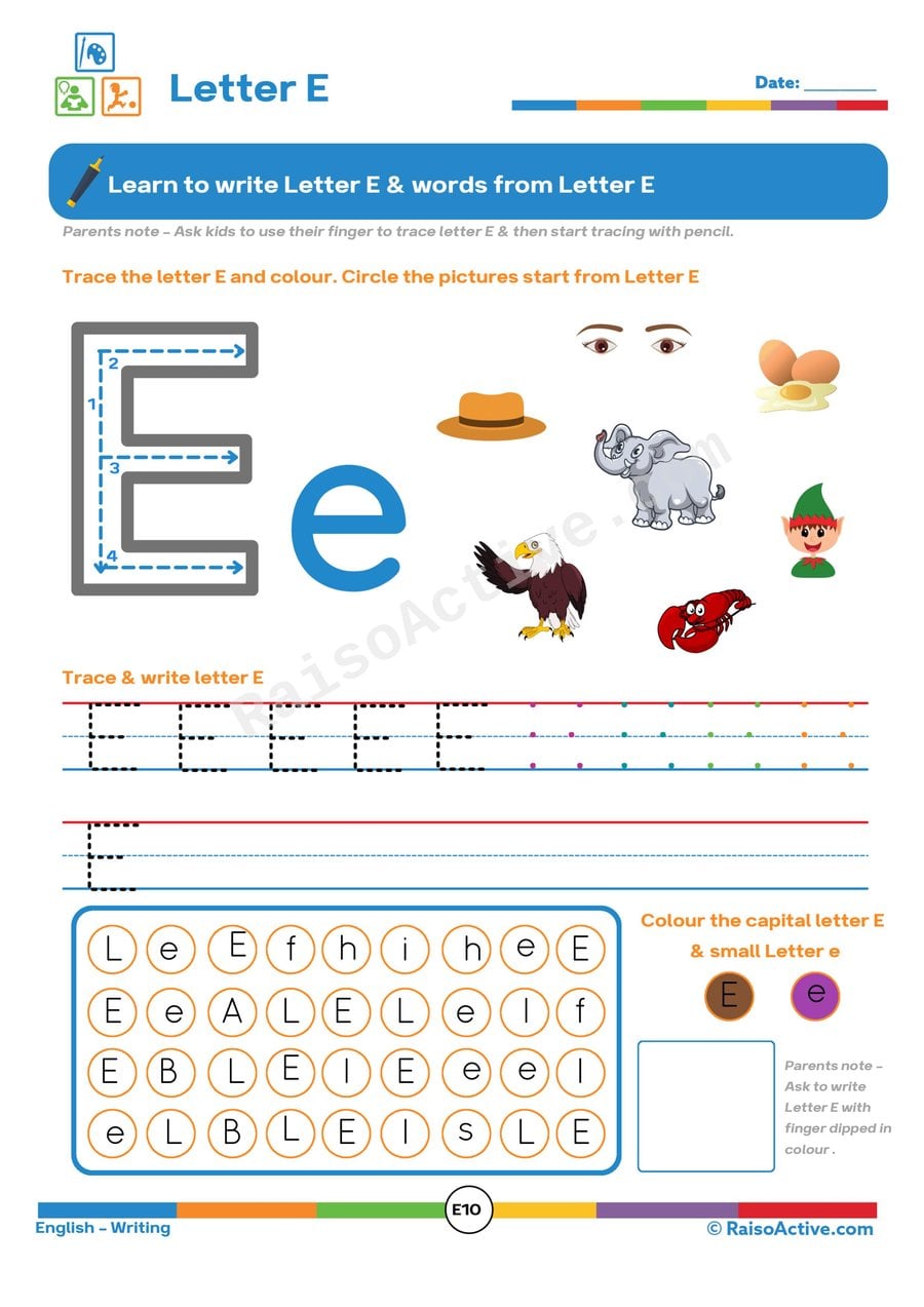 Letter E Fun: Trace, Color, and Learn!