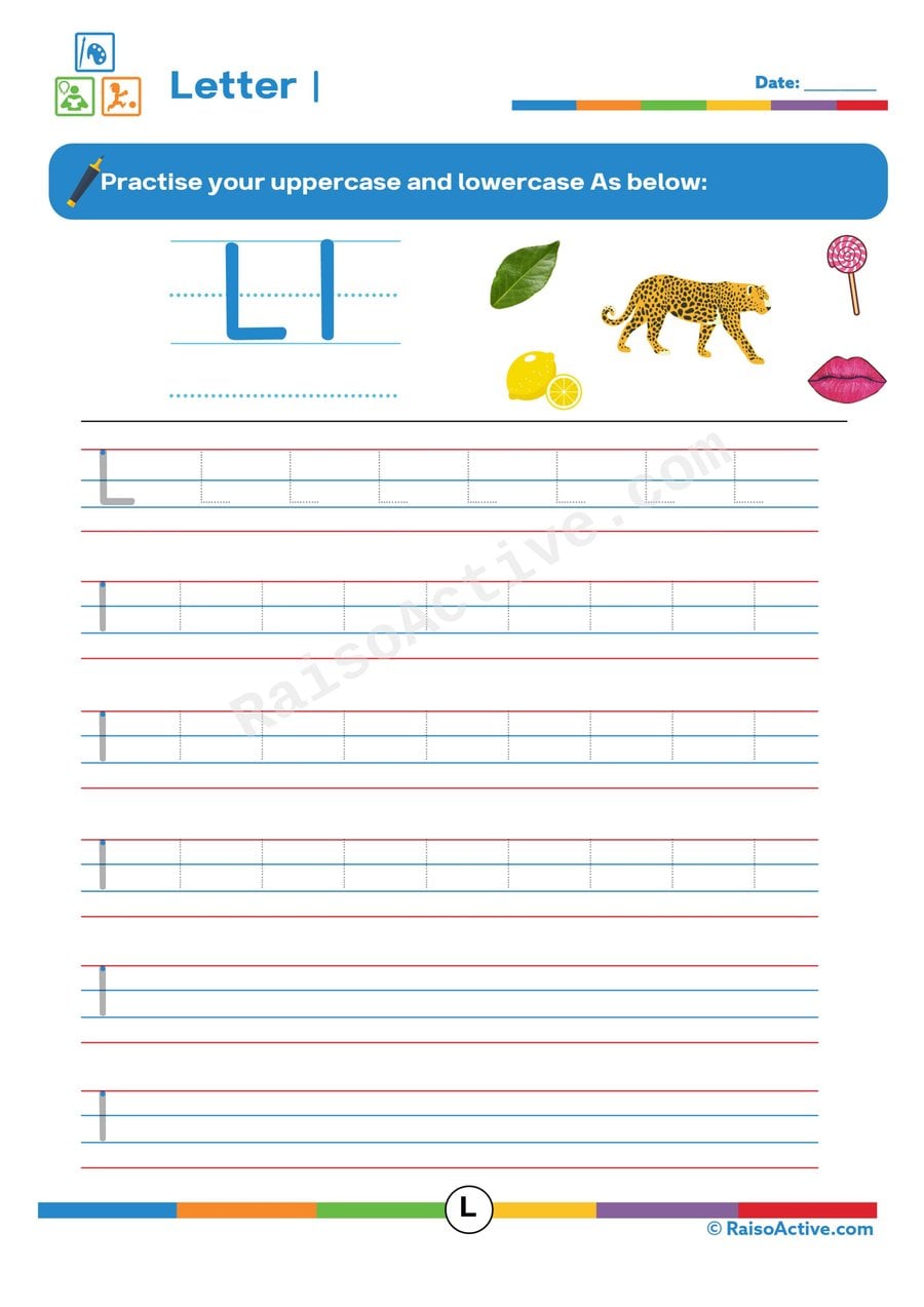 Letter L Tracing Worksheet for Preschoolers
