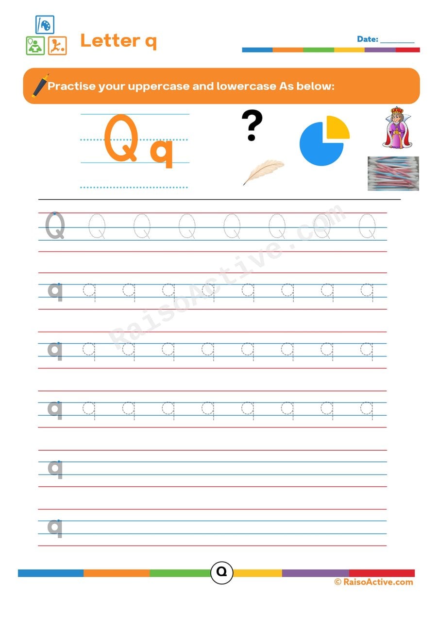 Letter Q Tracing Worksheet for Preschoolers