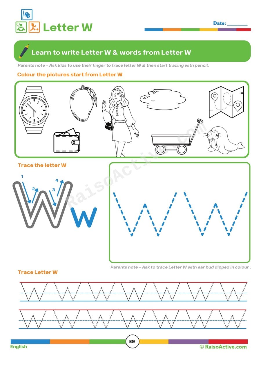 Letter W Worksheet: Trace, Color, and Learn!