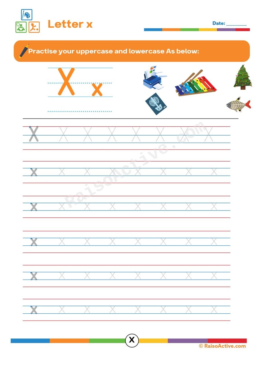 Letter X Tracing Worksheet for Preschoolers