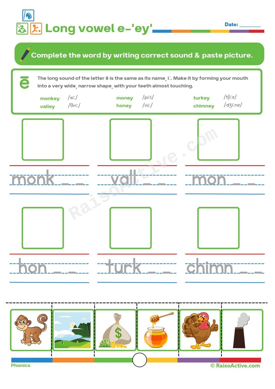 Long Vowel E Worksheet: Write, Match & Paste!