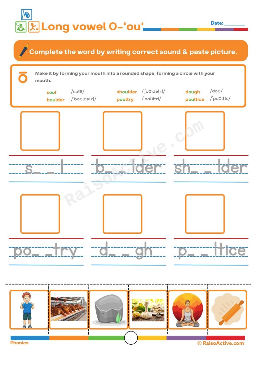 Long Vowel O-'ou' Worksheet: Complete the Words!
