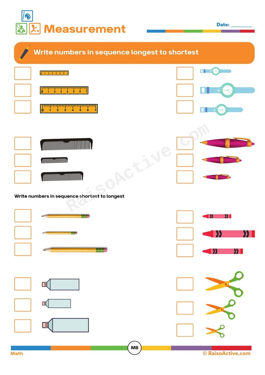 Measurement Worksheet: Longest to Shortest!
