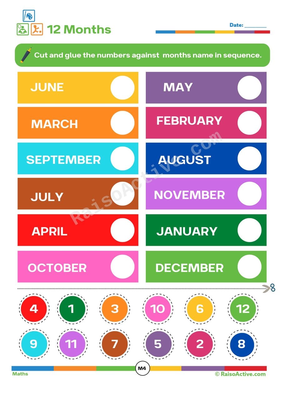 Months of the Year Matching Worksheet for Kids