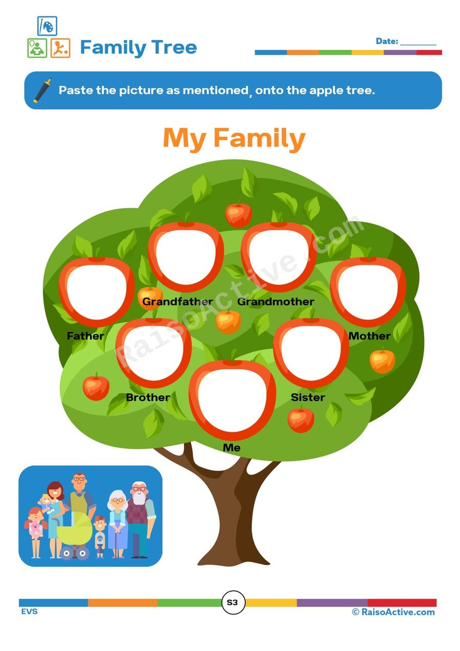 My Family Tree Worksheet: Paste & Learn!