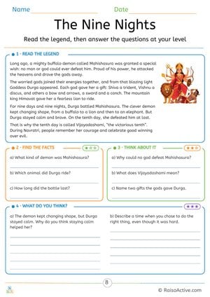 The Nine Nights: Durga and Mahishasura Reading Comprehension