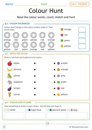 Navratri Colour Hunt: Colour Words, Matching and Bangles