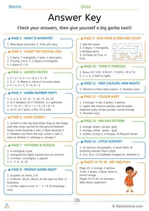 Navratri Fun Time Answer Key for Grown-ups