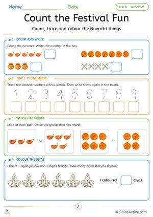 Navratri Counting Worksheet: Count the Festival Fun