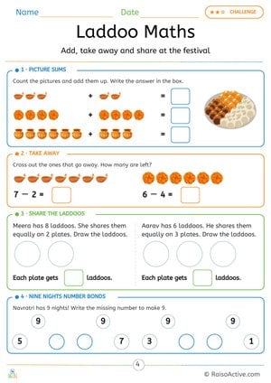 Navratri Laddoo Maths: Add, Take Away and Share
