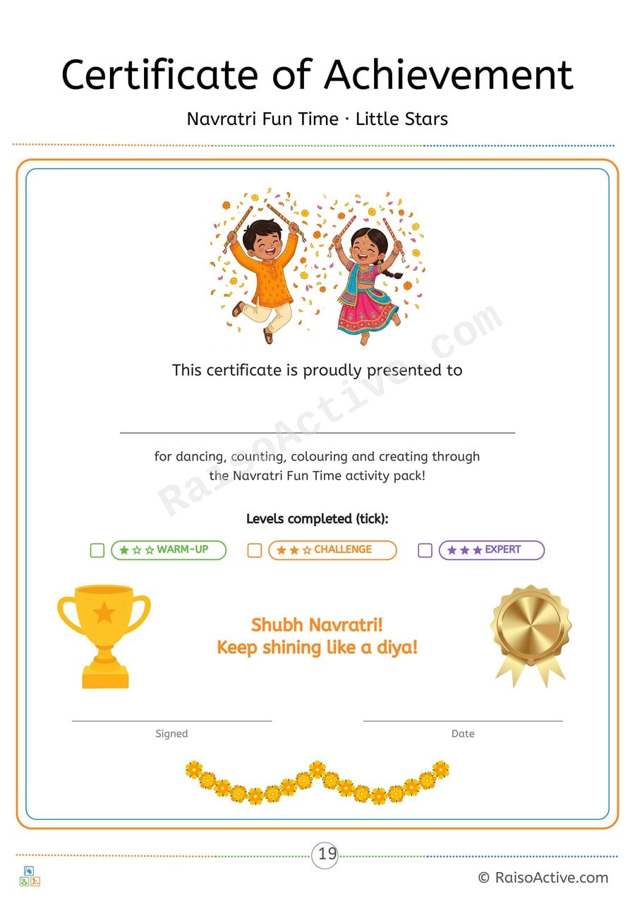 Navratri Fun Time Certificate of Achievement