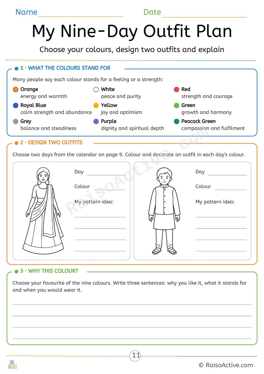 My Nine-Day Outfit Plan: Navratri Colours Design and Writing