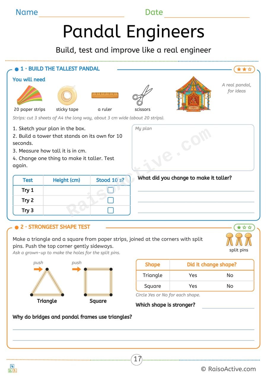 Pandal Engineers: Navratri Paper Tower and Strong Shapes STEM Challenge