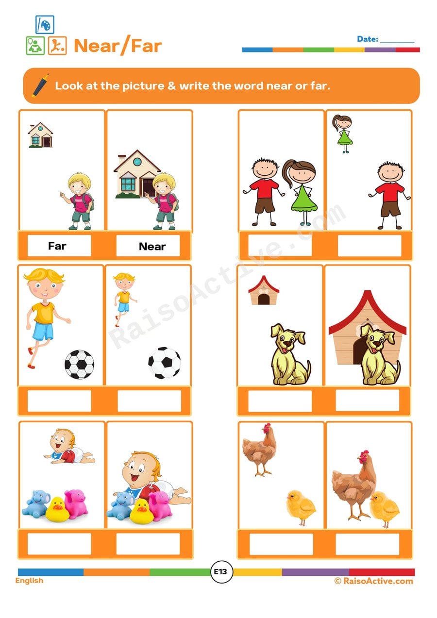 Near and Far Worksheet for Preschoolers