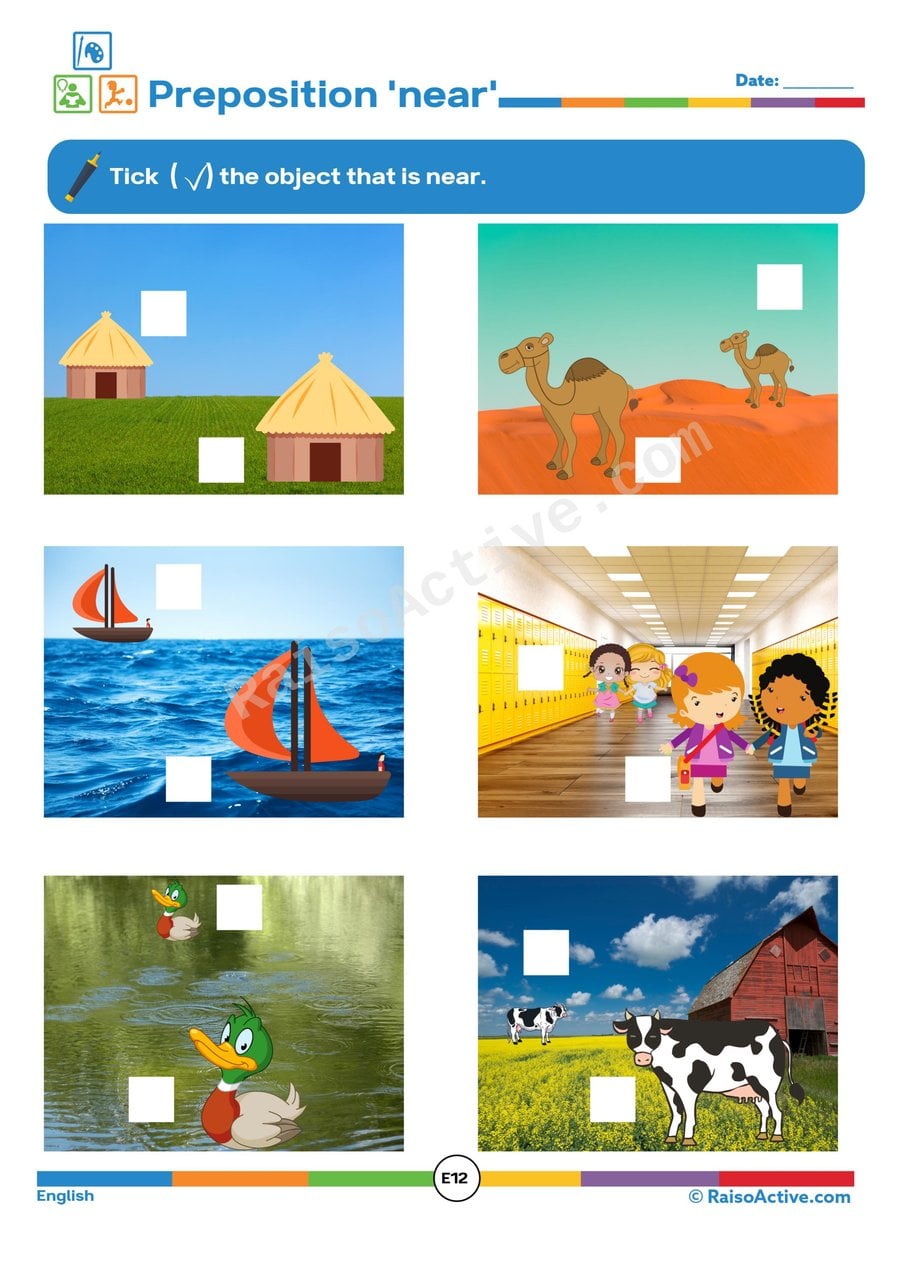 Near or Far? Preposition Worksheet for Kids