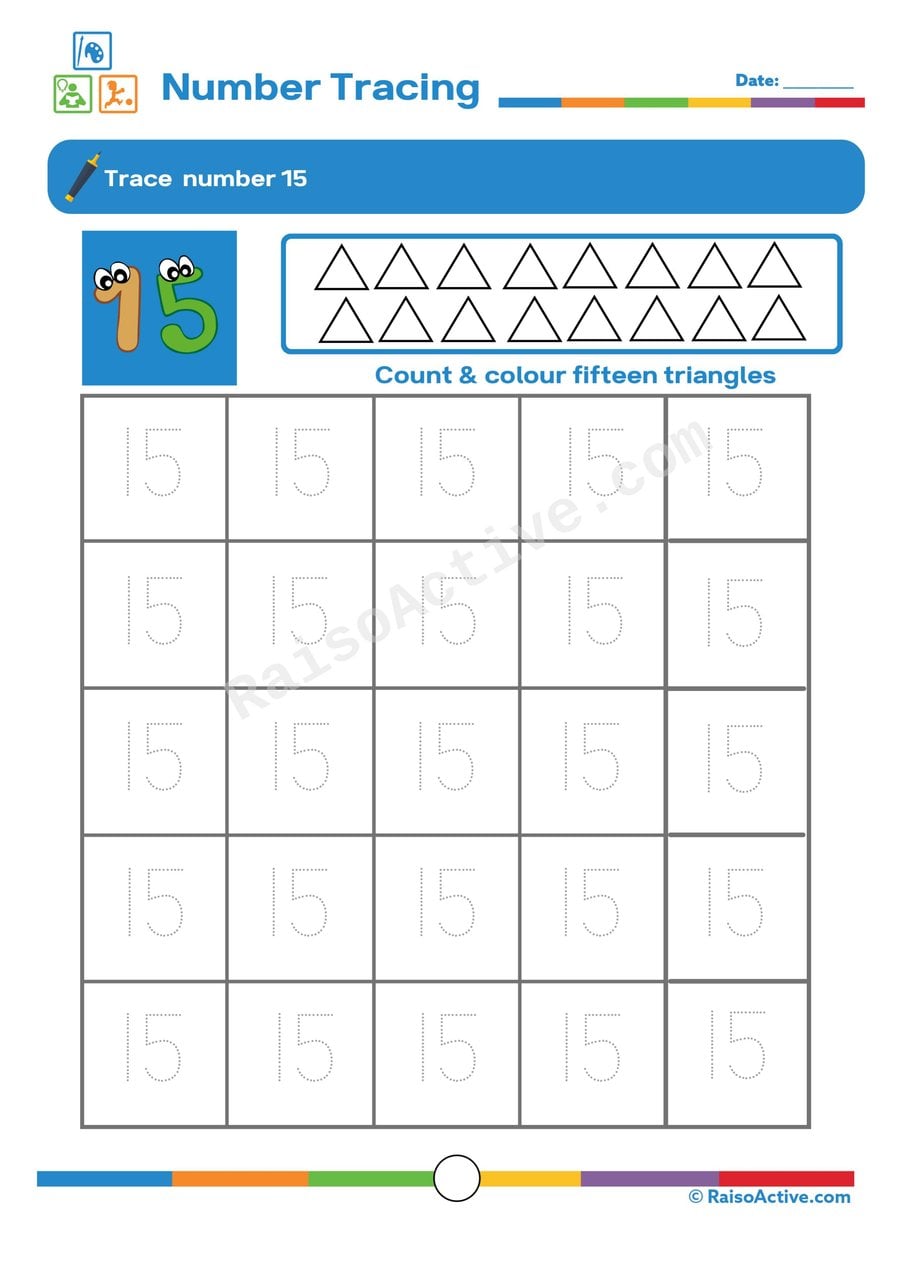 Number Tracing Worksheet: Trace and Count to 15!