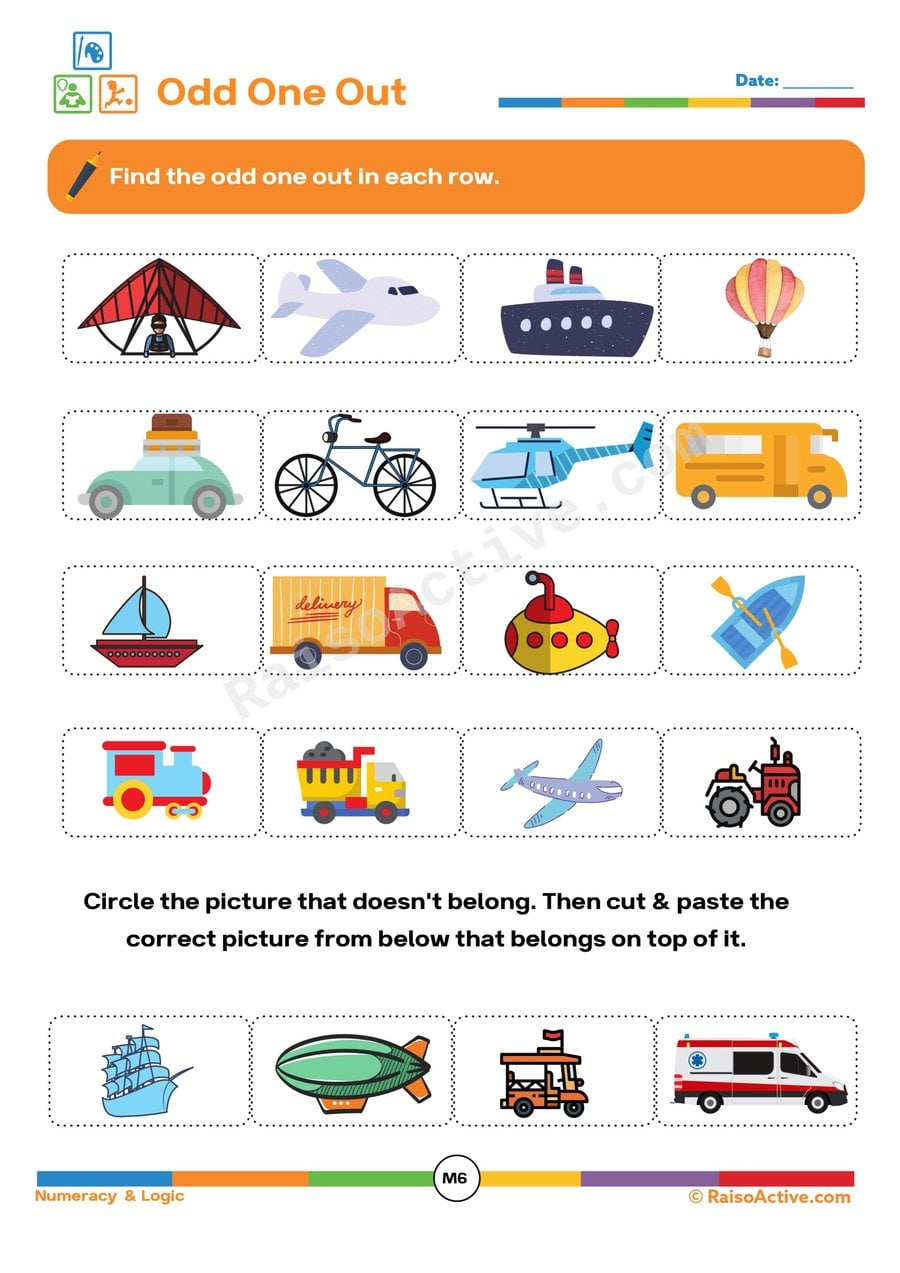 Odd One Out: Transportation Worksheet for Kids
