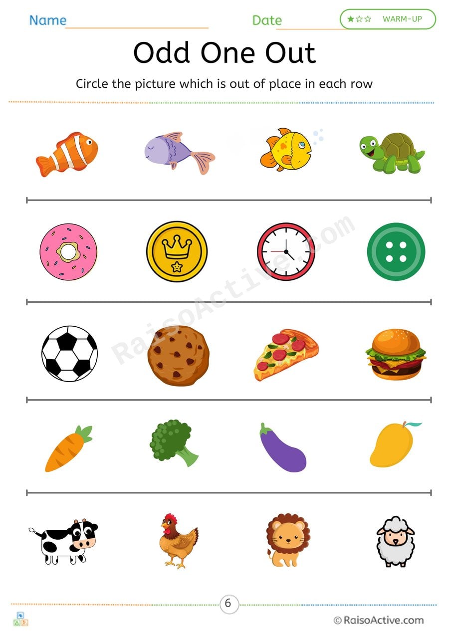 Odd One Out Worksheet: Circle What Does Not Belong