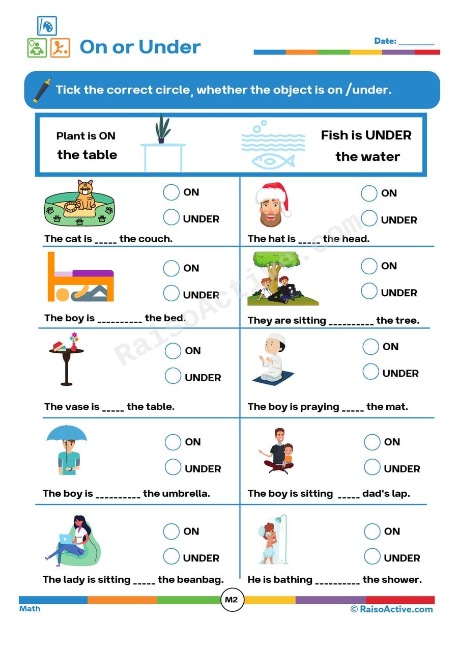 On or Under Worksheet: Where is the Object?