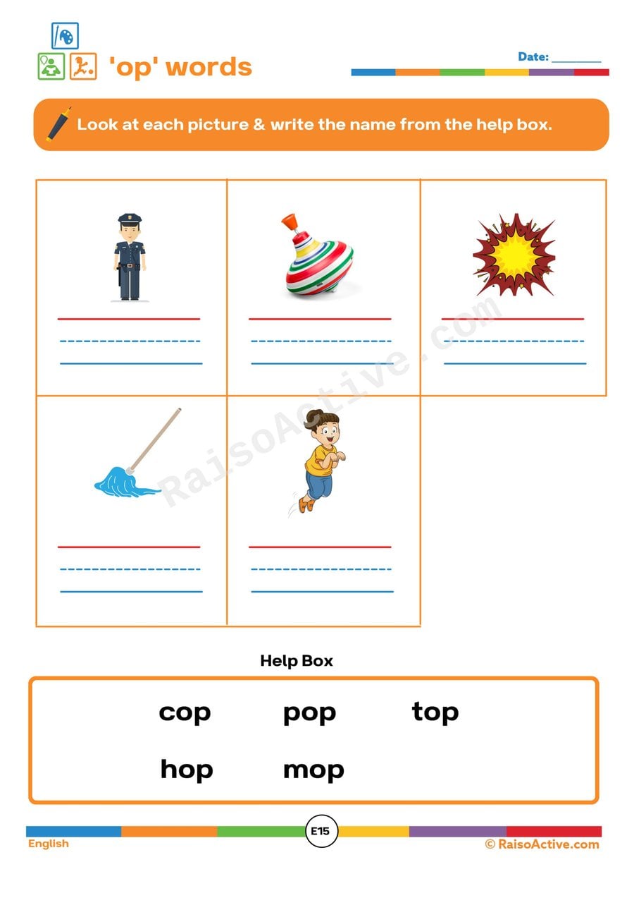 Op Word Worksheet: Read and Write 'op' Words!