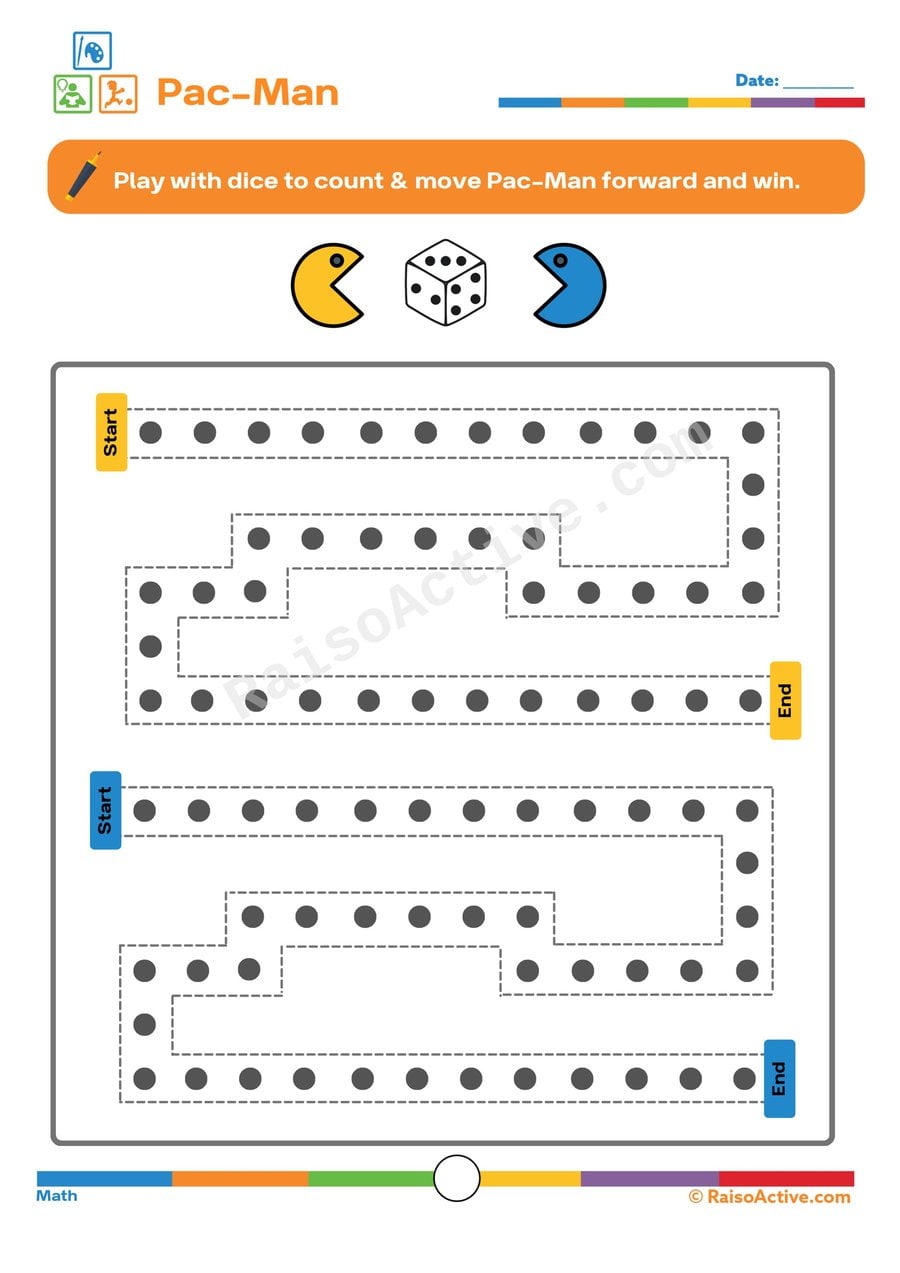 Pac-Man Maze Worksheet: Count and Move!