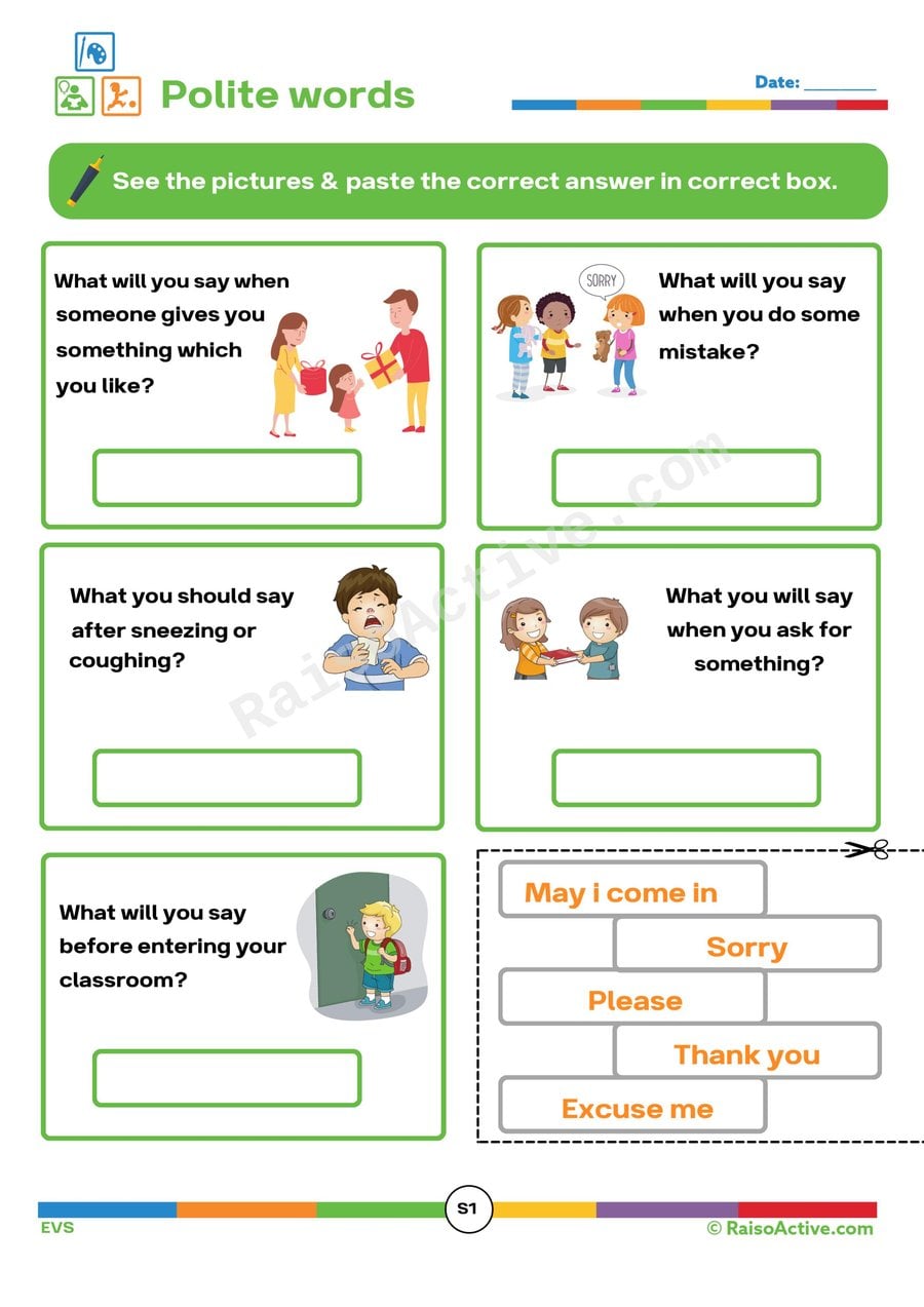 Polite Words Worksheet: Matching and Application