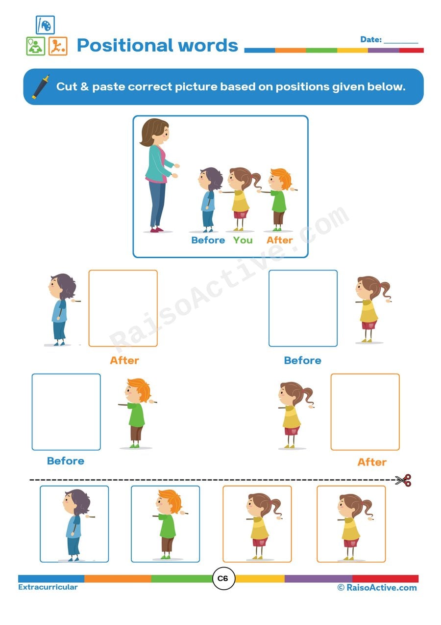 Positional Words Worksheet: Before, You, and After!